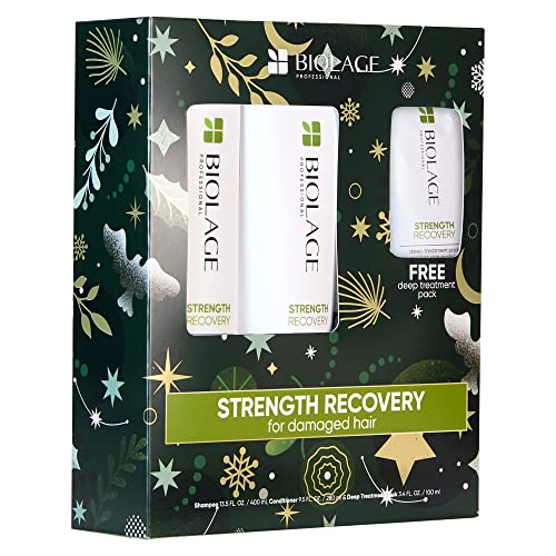 0884486498304 - BIOLAGE STRENGTH RECOVERY SHAMPOO & CONDITIONER GIFT SET | GENTLY CLEANSES & REDUCES BREAKAGE | FOR ALL DAMAGED & SENSITIZED HAIR TYPES | VEGAN | CRUELTY-FREE