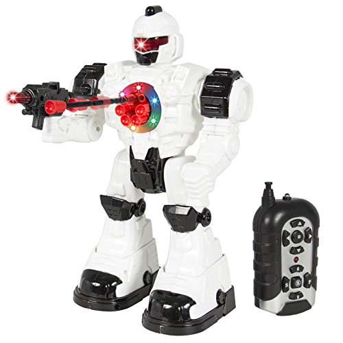 0884502738469 - WALKING REMOTE CONTROL RC SHOOTING ROBOT POLICE TOY LIGHTS AND SOUND EFFECTS