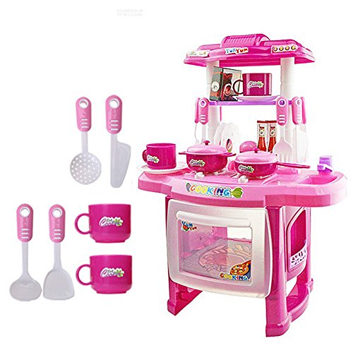 0884502991277 - 372147CM KID KITCHEN COOKING PRETEND ROLE TOY PLAY SET LIGHTS SOUND ELECTRONIC