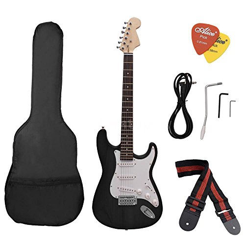 0884520408177 - ST ELECTRIC GUITAR BASSWOOD BODY MAPLE NECK WITH ACCESSORIES KIT GIG BAG/BLACK