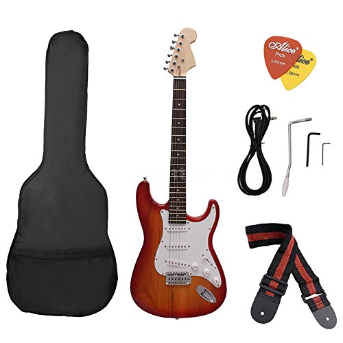 0884520411283 - ST ELECTRIC GUITAR BASSWOOD BODY MAPLE NECK WITH ACCESSORIES KIT GIG BAG/SUNBURST