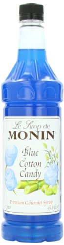 0884543738787 - MONIN FLAVORED SYRUP, BLUE COTTON CANDY, 33.8-OUNCE PLASTIC BOTTLES (PACK OF 4)
