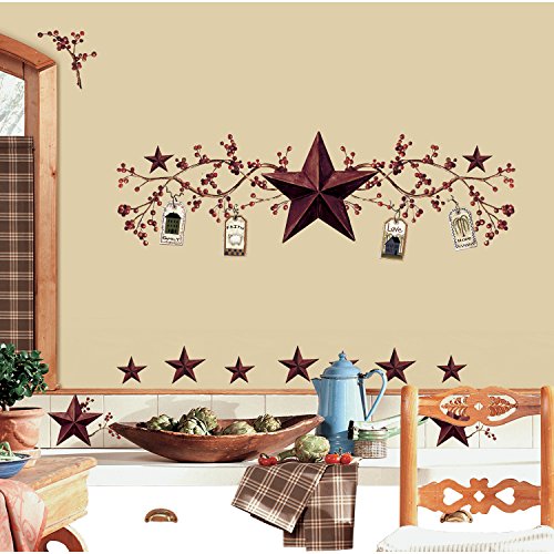 0884549533973 - ROOMMATES RMK1276SCS COUNTRY STARS AND BERRIES PEEL & STICK WALL DECALS, 40 COUNT