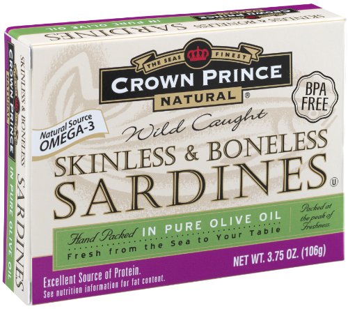 0884619664910 - CROWN PRINCE NATURAL SKINLESS & BONELESS SARDINES IN PURE OLIVE OIL, 3.75-OUNCE CANS (PACK OF 12)