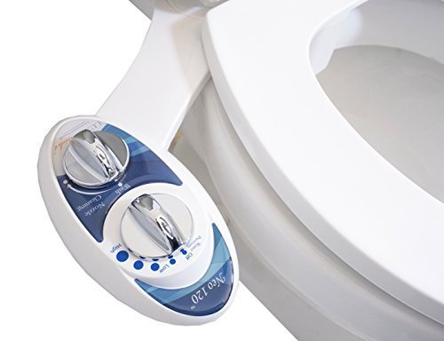 0884682527754 - LUXE BIDET NEO 120 - SELF CLEANING NOZZLE - FRESH WATER NON-ELECTRIC MECHANICAL BIDET TOILET ATTACHMENT (BLUE AND WHITE)