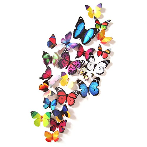 0884847808179 - 24PCS 3D BUTTERFLY DESIGN DECAL ART WALL STICKERS ROOM DECORATIONS HOME DECOR
