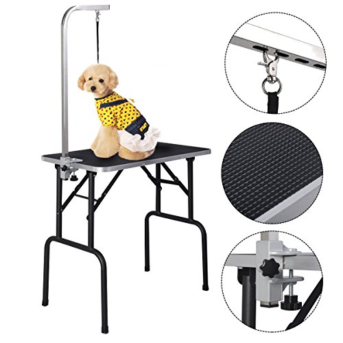 0884871314080 - NEW 32'' ADJUSTABLE PET DOG CAT GROOMING TABLE TOP FOAM W/ARM&NOOSE RUBBER MAT