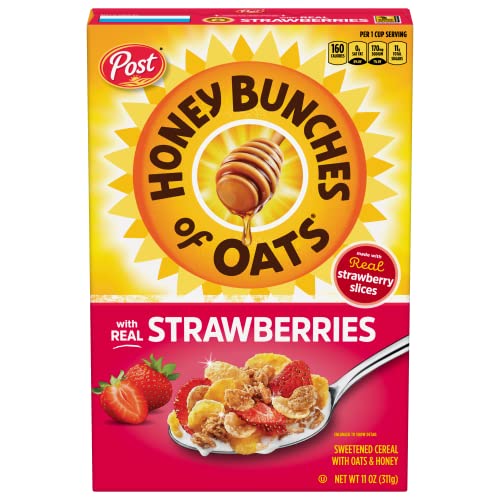 0884912359483 - HONEY BUNCHES OF OATS STRAWBERRY, HEART HEALTHY, LOW FAT, MADE WITH WHOLE GRAIN CEREAL, 11 OUNCE