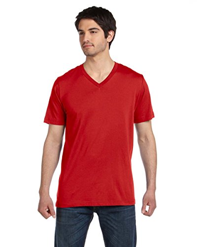 0884913277670 - BELLA 3005U UNISEX MADE IN THE USA JERSEY SHORT SLEEVE V-NECK TEE - RED, LARGE