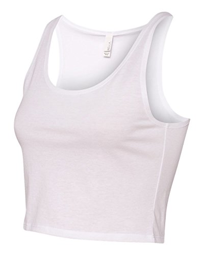 0884913315167 - BELLA 6680 WOMENS POLY-COTTON CROP TANK - WHITE, EXTRA SMALL & SMALL