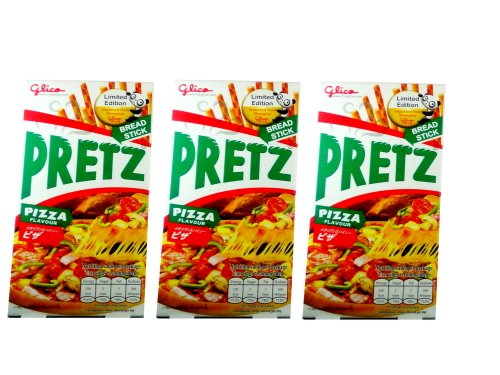 8851019040752 - 3 PACKETS THAI FOOD SNACKS GLICO BRAND PRETZ FLAVOUR PIZZA BREAD STICK 50 G