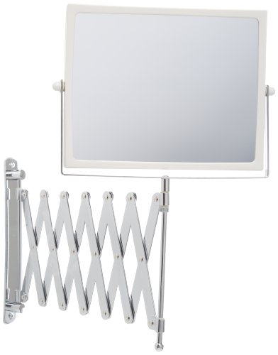 0885109569951 - JERDON J2020C 8.3-INCH TWO-SIDED SWIVEL WALL MOUNT MIRROR WITH 5X MAGNIFICATION, 30-INCH EXTENSION, CHROME AND WHITE FINISH