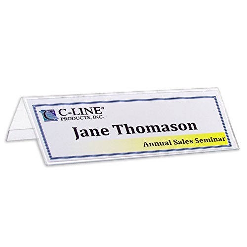 0885111001234 - C-LINE MEDIUM RIGID PLASTIC NAME TENT CARD HOLDER, CLEAR, HEAVYWEIGHT, 2.5 X 8.5
