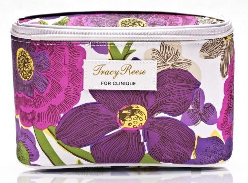 0885116306259 - CLINIQUE TRACY REESE FLORAL MAKEUP TRAVEL COSMETIC BAG WITH HANDLE