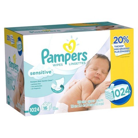 0885124644442 - PAMPERS BABY WIPES, SENSITIVE, 1024 COUNT