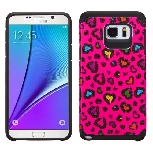 0885126267847 - ASMYNA CELL PHONE CASE FOR SAMSUNG GALAXY NOTE 5 - RETAIL PACKAGING - LEOPARD SKIN/BLACK/PINK