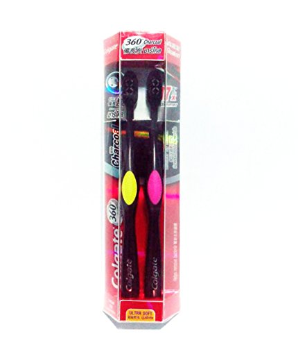 0885130056888 - COLGATE 360 DEGREE CHARCOAL TOOTHBRUSH ULTRA SOFT BRISTLES PACK OF 2
