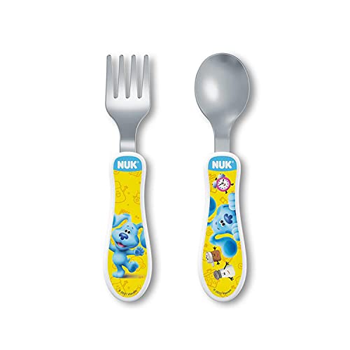 0885131699732 - NUK BLUES CLUES TODDLER UTENSIL SET –STAINLESS STEEL, BPA-FREE PLASTIC – EASY GRIP FORK AND SPOON FOR 12+ MONTHS