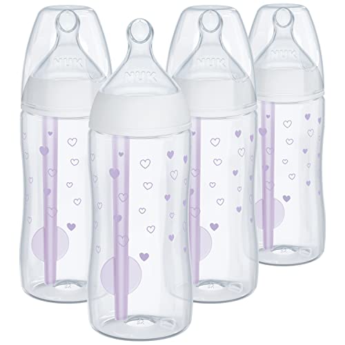 0885131701121 - NUK SMOOTH FLOW PRO ANTI COLIC BABY BOTTLE - EASY TO ASSEMBLE AND CLEAN & REDUCES NEWBORN SPIT-UP & GAS, 10OZ, 4-PACK, GIRL