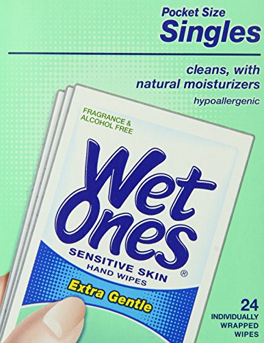 0885138012299 - WET ONES SENSITIVE SKIN HAND AND FACE WIPES SINGLES, 24-COUNT (PACK OF 5)
