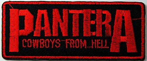 8851404230751 - RED ON BLACK PANTERA PATCH EMBROIDERED IRON ON HAT JACKET HOODIE BACKPACK
