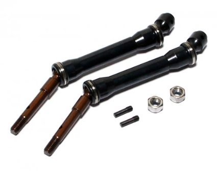 0885142837345 - GPM RACING #SSLA1277RSTBK STEEL REAR CVD UNIVERSAL SWING SHAFT WITH SPRING STEEL CUP JOINT - 1PAIR BLACK FOR TRAXXAS RUSTLER VXL