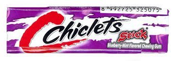 8851530105398 - CHICLETS STICK BLUEBERRY CHEWING GUM MINT 6 PACKS
