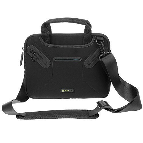 0885157763134 - EVECASE 8.0 ~ 9.7 INCH MULTI-FUNCTIONAL FULLY PADDED NEOPRENE MESSENGER BRIEFCASE CASE WITH HANDLE AND SHOULDER STRAP - BLACK