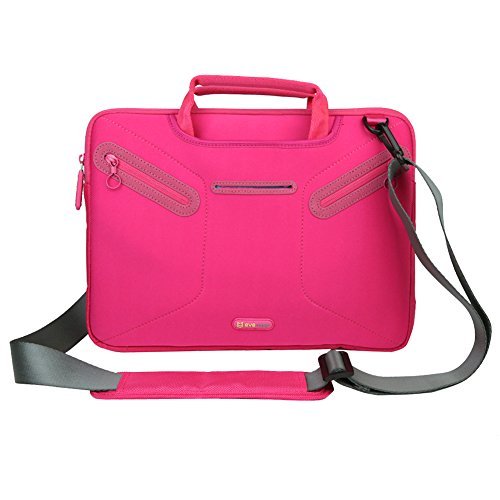 0885157796224 - EVECASE 12.5 ~ 13.3 INCH ULTRABOOKS/ LAPTOP / NETBOOK/ MACBOOK / IPAD PRO MULTI-FUNCTIONAL NEOPRENE MESSENGER CASE TOTE BAG WITH HANDLE AND CARRYING STRAP (HOT PINK)