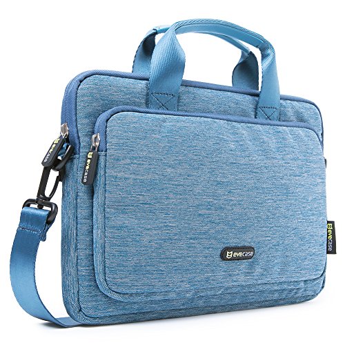 0885157819121 - EVECASE 11.6'' ~ 12.5'' NOTEBOOK CHROMEBOOK LAPTOP ULTRABOOK SUIT FABRIC MULTI-FUNCTIONAL NEOPRENE MESSENGER CASE TOTE BAG WITH HANDLE AND CARRYING SHOULDER STRAP (BLUE)