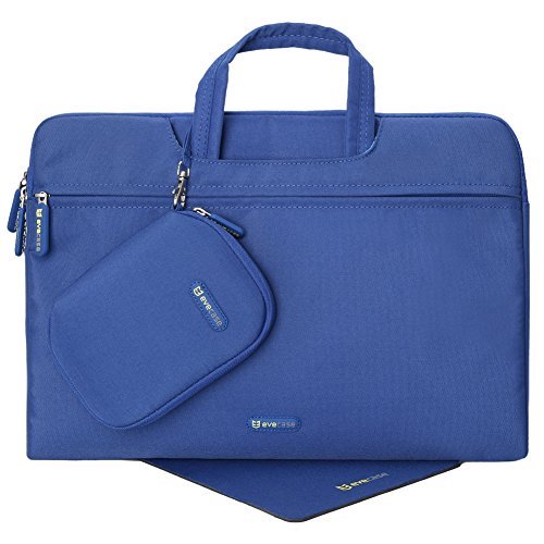 0885157819367 - EVECASE 15.6-INCH NYLON FIBER WATERPROOF UNIVERSAL CARRYING BRIEFCASE BAG WITH HANDLES + ACESSORIES BAG + MOUSE PAD FOR NOTEBOOK, CHROMEBOOK, MACBOOK, LAPTOP AND ULTRABOOKS - BLUE