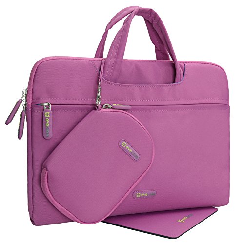 0885157823463 - LAPTOP BRIEFCASE BAG, EVECASE 13 -13.5 INCH WATERPROOF TABLET/LAPTOP SLEEVE CARRYING BRIEFCASE BAG WITH HANDLE + ACCESSORIES CASE AND MOUSE PAD - PURPLE