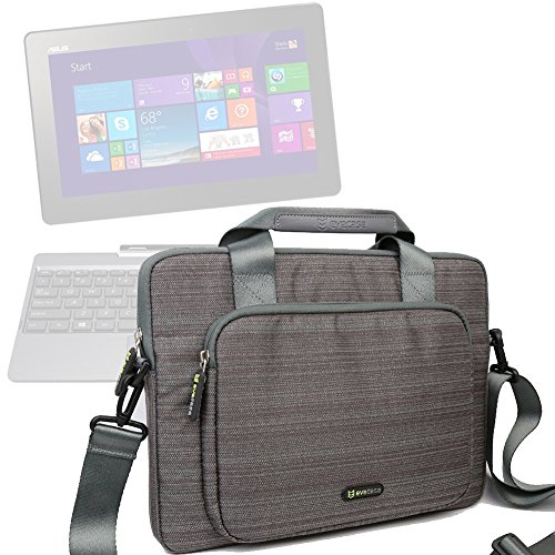 0885157925136 - EVECASE SUIT FABRIC MULTI-FUNCTIONAL NEOPRENE BRIEFCASE CASE TOTE BAG FOR ASUS TRANSFORMER BOOK T100 / T100TAF / T100T / T100TA / T100TAL / T100TAM - 10.1 INCH WINDOWS 8.1 TABLET (GRAY)
