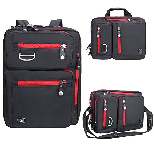 0885157967693 - LAPTOP BRIEFCASE BACKPACK, EVECASE UNISEX LIGHTWEIGHT CONVERTIBLE LAPTOP BRIEFCASE BACKPACK RUCKSACK FITS UP TO 17.3-INCH LAPTOP / NOTEBOOK / MACBOOK / CHROMEBOOK - BLACK WITH RED ZIPPER