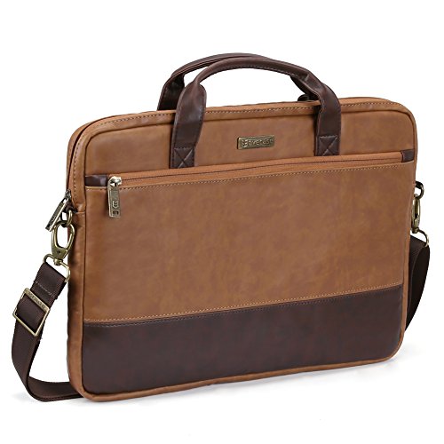 0885157975322 - 15.6 INCH LAPTOP SHOULDER BAG, EVECASE LEATHER MODERN BUSINESS TOTE BRIEFCASE LAPTOP MESSENGER BAG WITH ACCESSORY POCKETS ( FITS UP TO 15.6-INCH MACBOOK, LAPTOPS, ULTRABOOKS) - BROWN