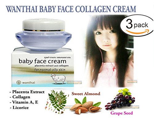 8851655271572 - 3 X WANTHAI BABY FACE CREAM FOR NORMAL AND OILY SKIN PLACENTA EXTRACT AND COLLAGEN SIZE 20 G.