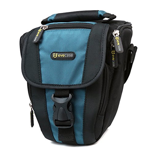 0088516592776 - EVECASE DURABLE COMPACT DIGITAL SLR CAMERA CARRYING POUCH NYLON CASE WITH STRAP- BLACK/BLUE