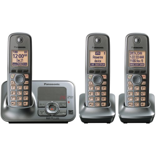 0885170041219 - PANASONIC KX-TG4133M DECT 6.0 CORDLESS PHONE WITH ANSWERING SYSTEM, METALLIC GRAY, 3 HANDSETS