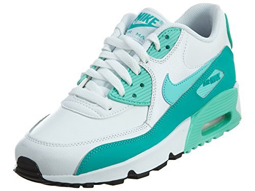 0885176175253 - NIKE AIR MAX 90 LETTER BIG KIDS STYLE SHOES : 833376, WHITE/HYPER TURQUOISE/CLEAR JADE, 4