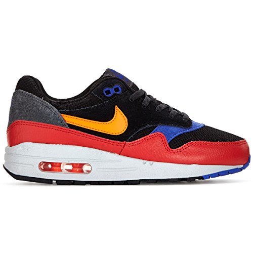 0885176396849 - NIKE AIR MAX 1 BLACK RED YOUTHS TRAINERS SIZE 5 UK