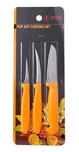 8851771120150 - THAI FRUIT AND VEGETABLE CARVING KNIVES, POP ART CARVE KNIFE. SET OF 3