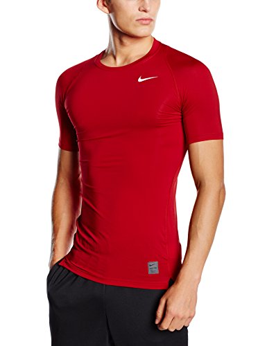 0885179943606 - NIKE MENS PRO COOL COMPRESSION SHORT-SLEEVE SHIRT, GYM RED (SMALL)