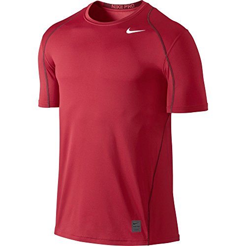 0885179958679 - NIKE MEN'S PRO FITTED SHORT SLEEVE SHIRT, GYM RED/TEAM RED/WHITE, X-LARGE
