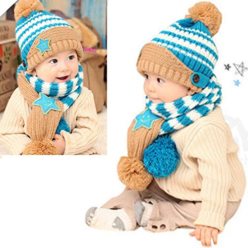 8851821001507 - CUTE BABY TODDLER WINTER BEANIE WARM HAT HOODED SCARF EARFLAP KNITTED CAP KIDS X (BLUE)