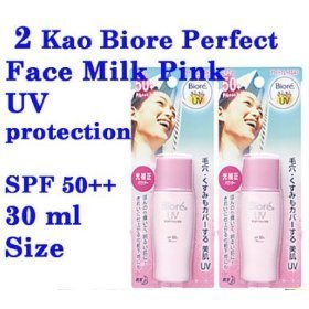 8851900436763 - 2 KAO BIORE UV PROTECT BRIGHT SUNBLOCK PINK FACE MILK SPF 50++ SUNSCREEN LOTION