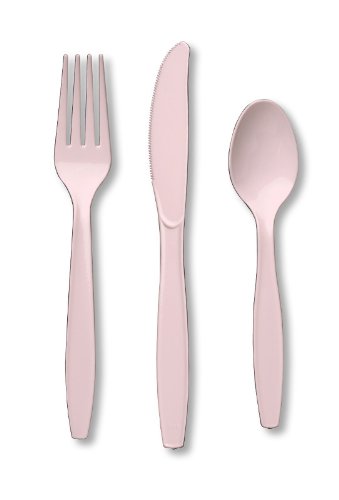 8851916291110 - CREATIVE CONVERTING TOUCH OF COLOR 288-COUNT CASE PREMIUM PLASTIC ASSORTED CUTLERY, CANDY PINK