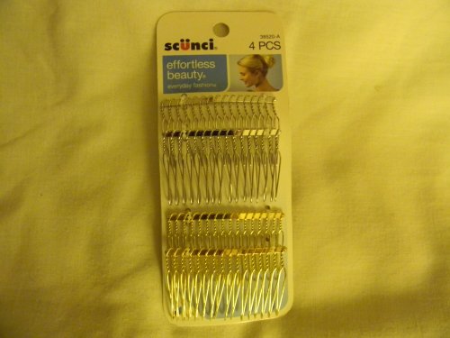 0885197984544 - SCUNCI METAL 4PCS SILVER AND GOLD WIRE SIDE COMBS