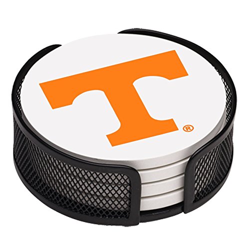 0885203443928 - THIRSTYSTONE VUTN2-HA17 STONEWARE DRINK COASTER SET WITH HOLDER, UNIVERSITY OF TENNESSEE