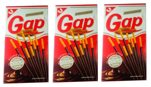 8852047333656 - 3 PACKETS THAI FOOD SNACKS GAP BRAND BISCUIT STICK COATED CHOCOLATE FLAVOUR 40 G