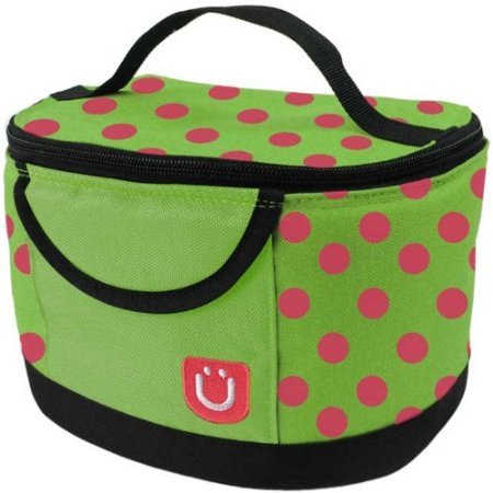 0885205262114 - ZUCA LUNCHBOX SPOTZ (COLOR: GREEN WITH PINK SPOTS, AND BLACK BORDERS)